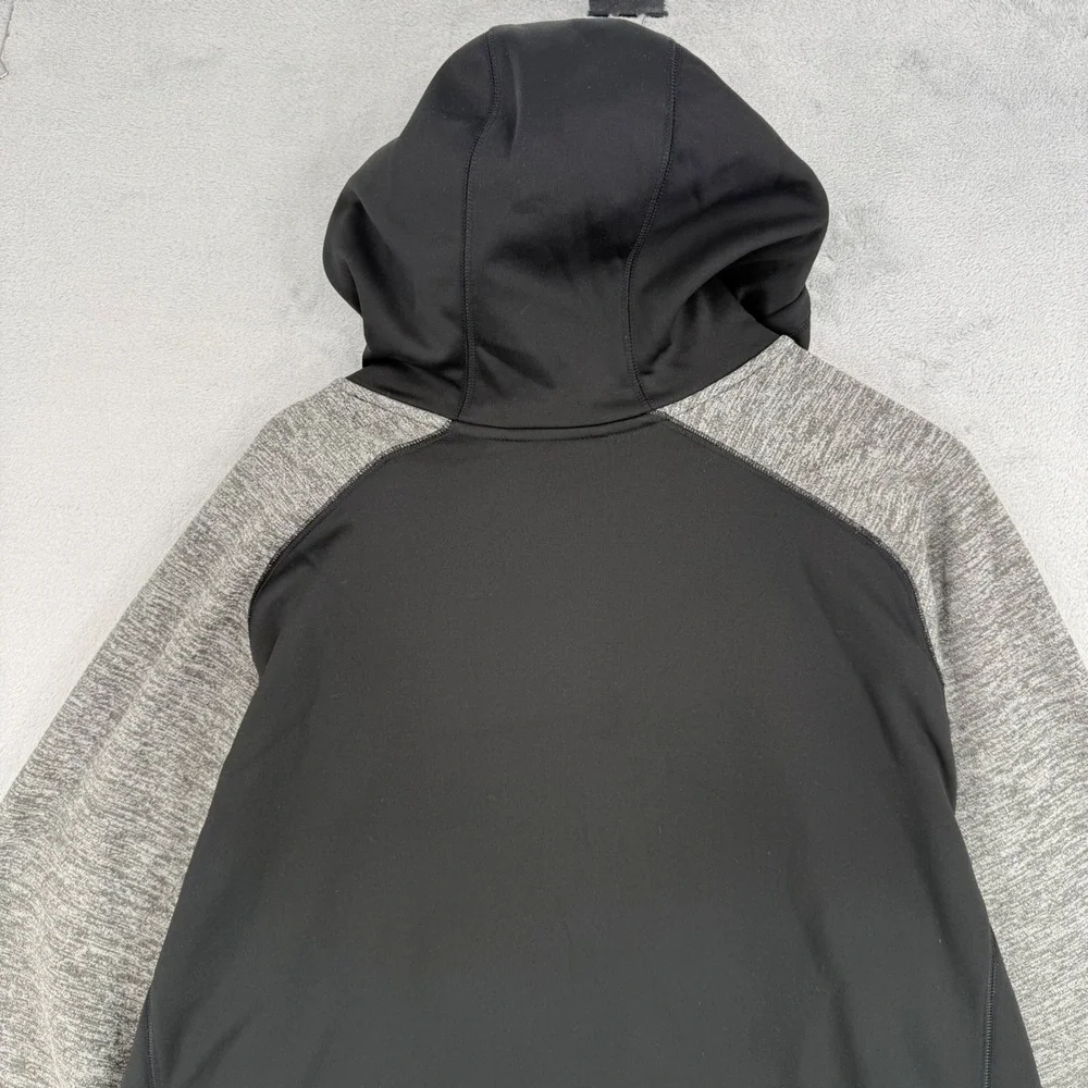 Adidas Mens 2XL Climawarm Hoodie Black Grey Raglan Logo Pullover Sweatshirt